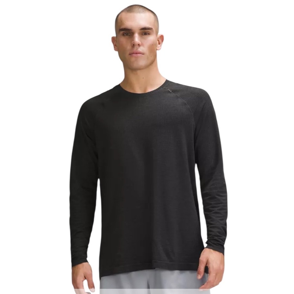 Lululemon Metal Vent Tech Textured Long Sleeve Slim Fit Dark Heather Gray Sz XL